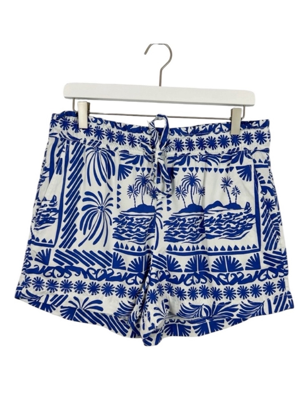 Rachel Zoe Blue & White Printed Shorts Size Large